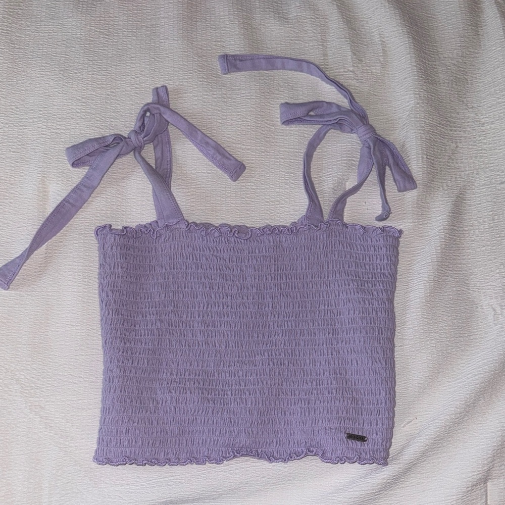 Hollister Purple Smocked Camisole with Tie Straps